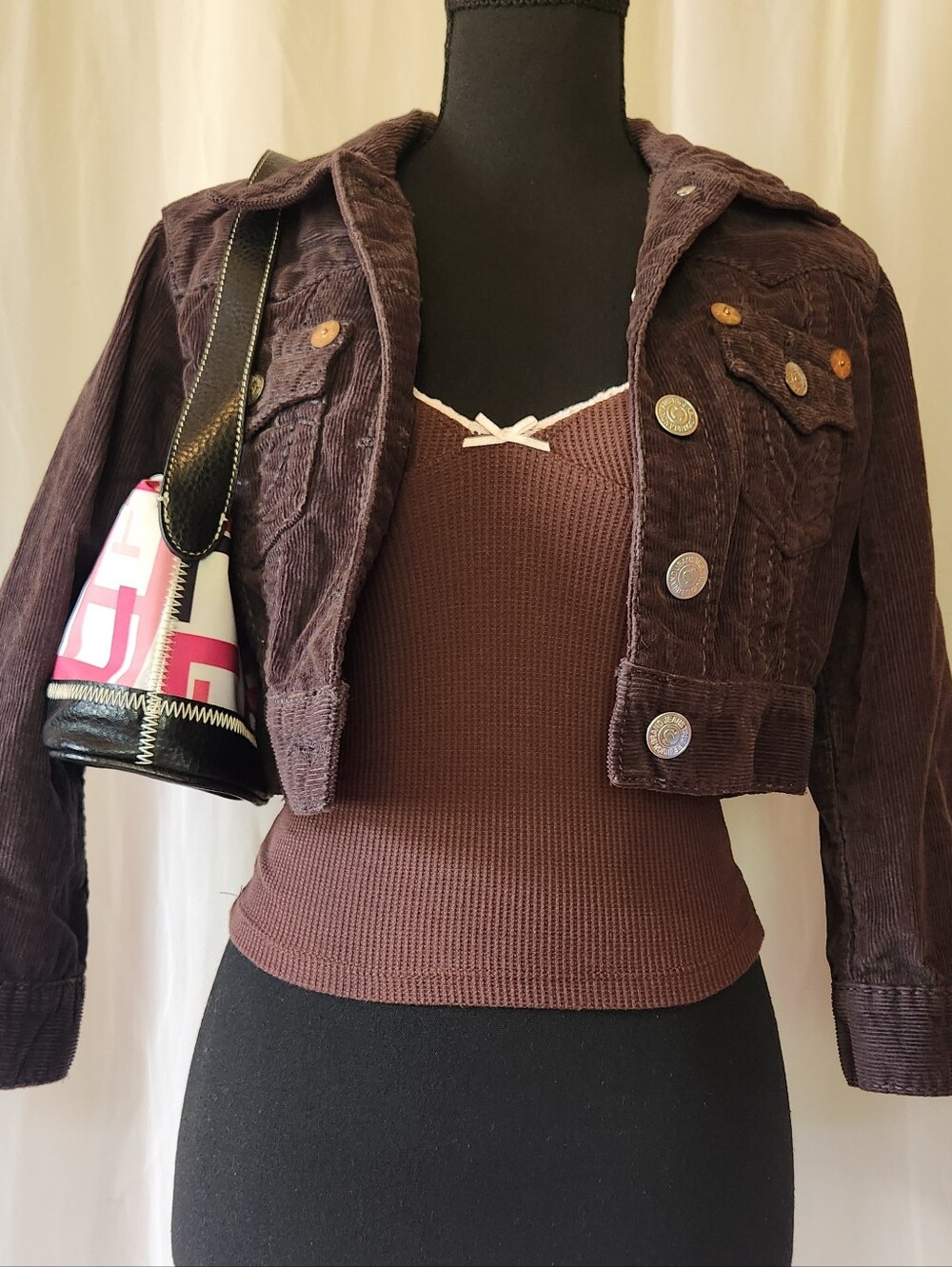 True Religion Cropped Corduroy Jacket S Chocolate Brown Jimmy Crop Western Y2K